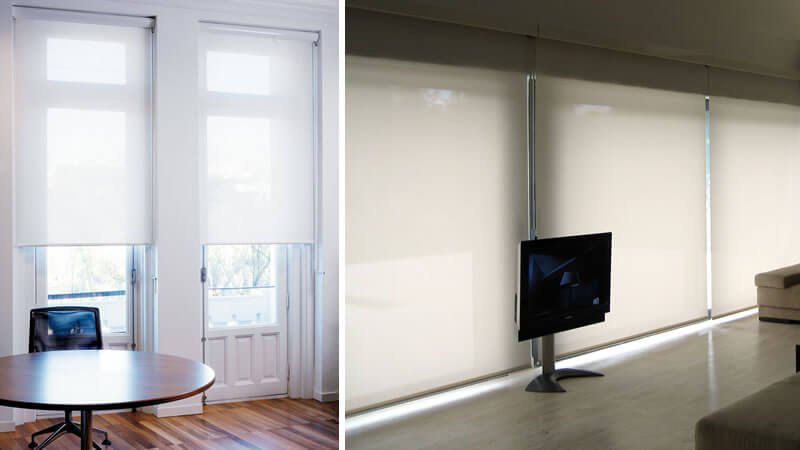 Cortinas roller en ventanas modernas.